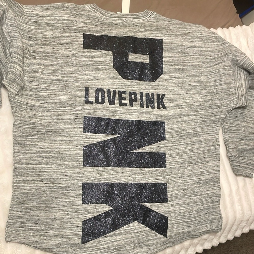 Gray Striped Shine Pink Sweatshirt